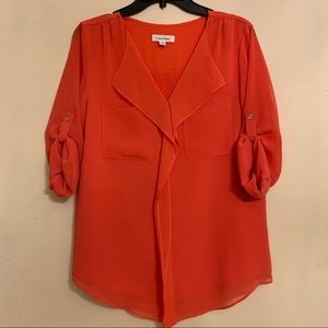 Bright coral Calvin Klein long sleeve blouse